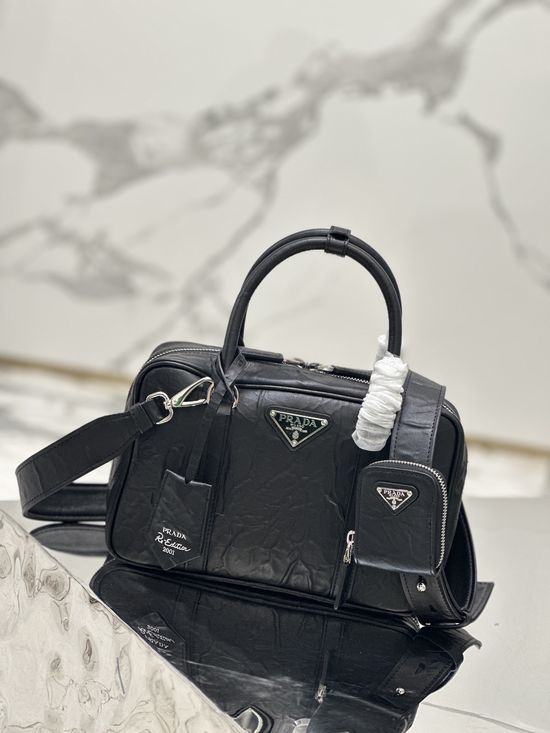 Prada Ruched Lambskin Shoulder Bag 1BB092