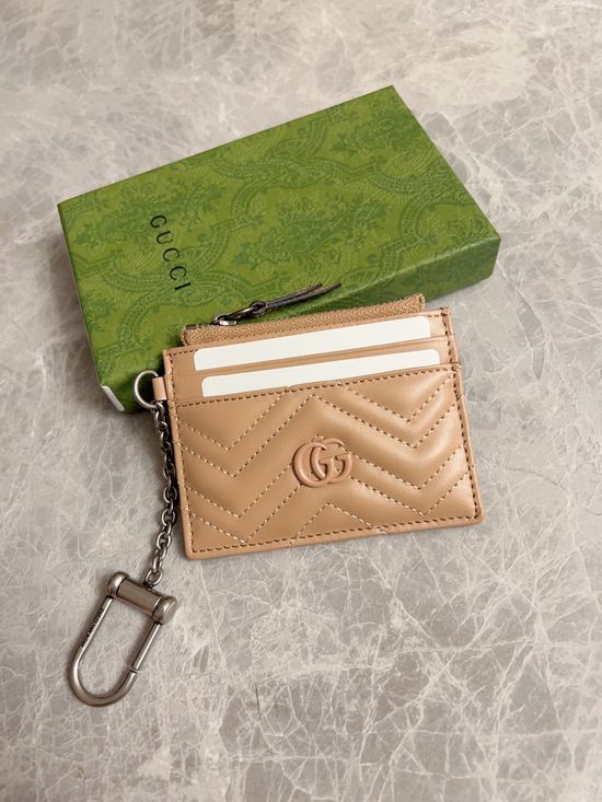 Gucci Leather Card Holder Rose Beige 627064