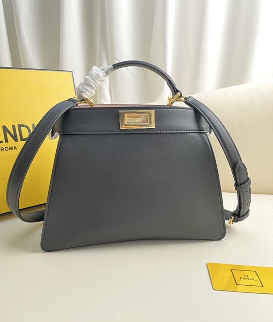 Fendi Peekaboo ISeeU Black Medium Leather Bag 0229