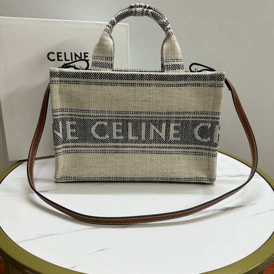 Celine Fabric Tote Bag 199162 Linen Jacquard