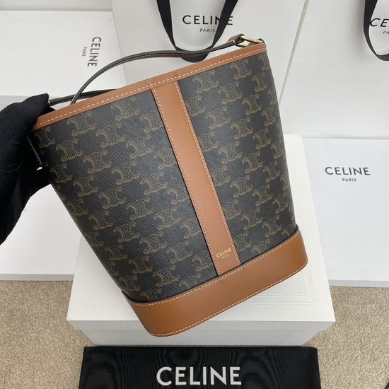 Celine Logo Print Small Bucket Bag 191442