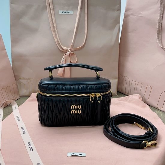 Miu Miu Matelasse Textured Lambskin Cosmetic Case Handbag 5BH226:M