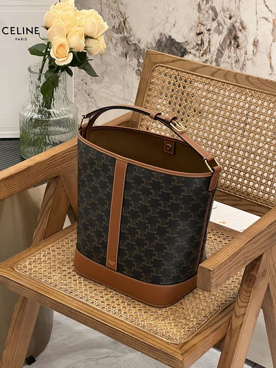 Celine Medium Bucket Bag with Triomphe Pattern 191132