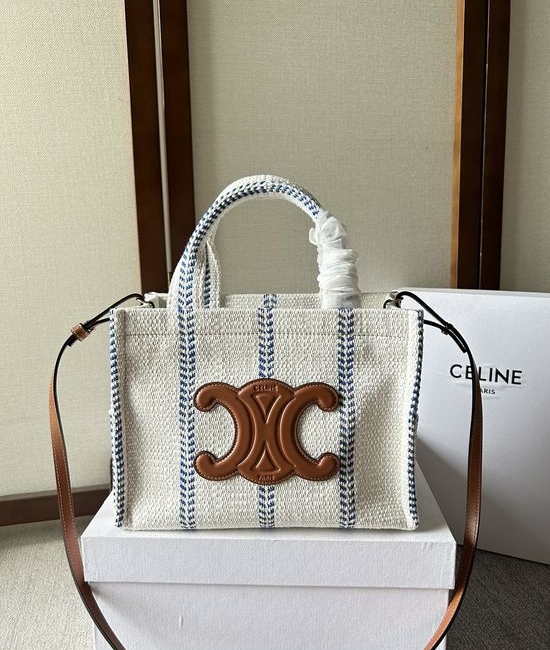 Celine Triomphe Striped Fabric Crossbody Bag 199162