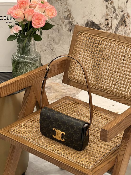 Celine Triomphe Leather Shoulder Bag 194142