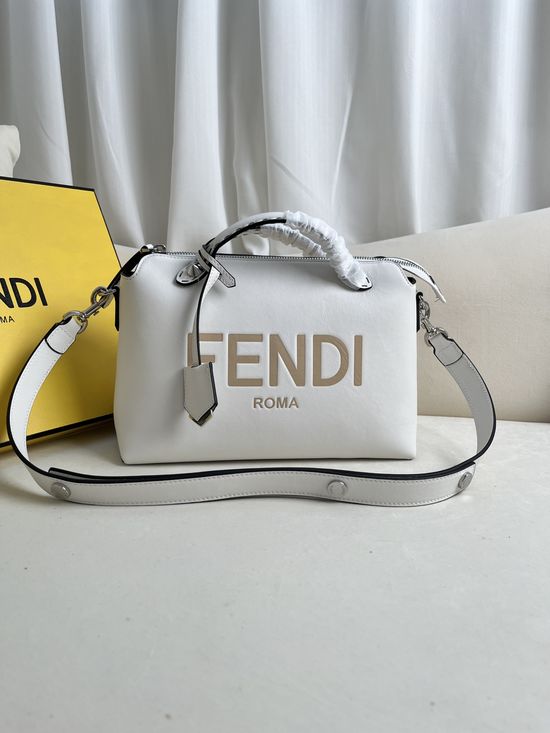 Fendi BY THE WAY White Boston Handbag 2303