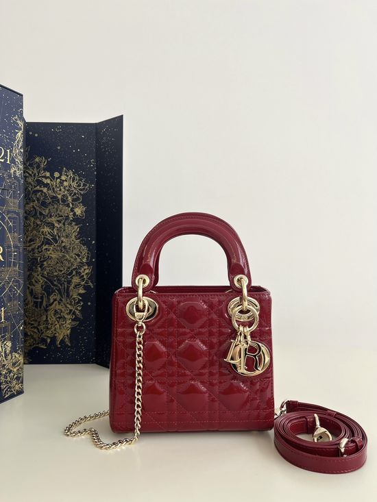 Christian Dior Lady Classic Patent Leather Bag 6603