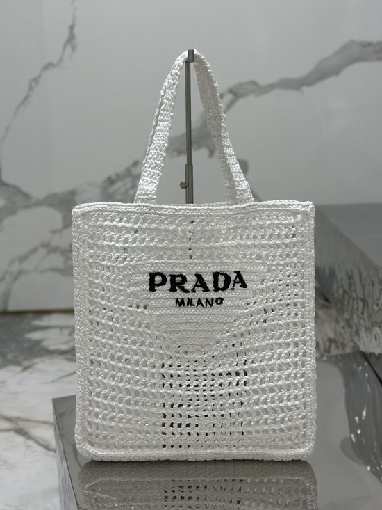 Prada Raffia Woven Structured Tote Bag 1BG393