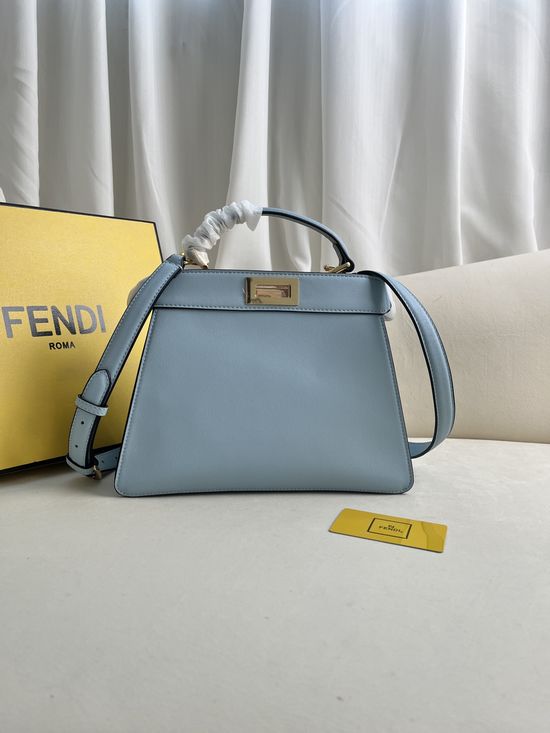 Fendi Peekaboo ISeeU Blue Medium Leather Bag 0229