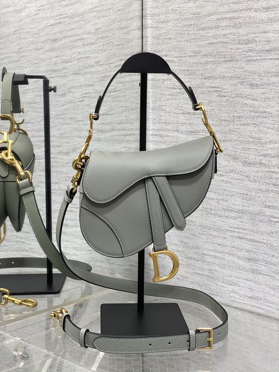 Christian Dior Saddle Bag Rock Grey Small with Strap 11671