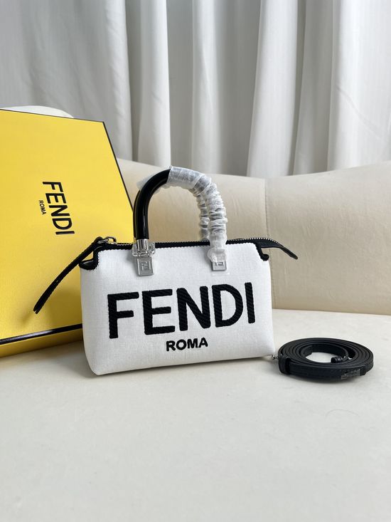 Fendi By The Way Mini Black Leather Boston Bag 8BS067