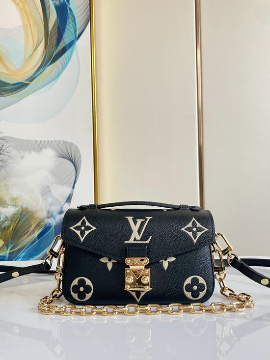 Louis Vuitton Pochette Metis Black Leather Crossbody Bag M46596