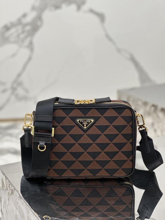 Prada Embroidered Fabric Messenger Bag Adjustable Strap 2VH069