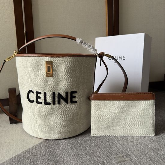 Celine BUCKET 16 Fabric Leather Handbag 195573
