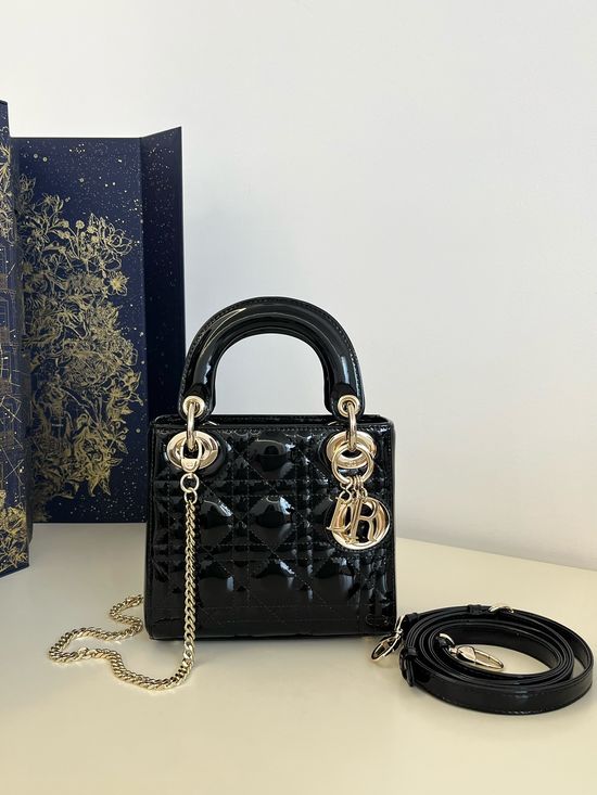 Christian Dior Lady Patent Leather Handbag 6603