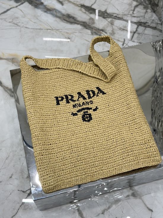 Prada Raffia Woven Tote Bag 1BC182