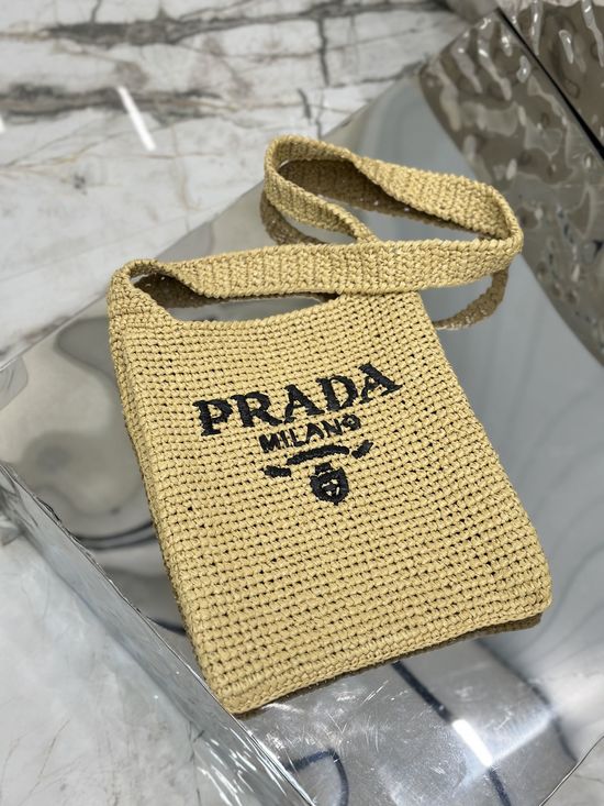 Prada Woven Raffia Tote Crossbody Bag 1BC184