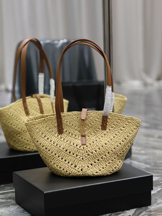Yves Saint Laurent PANIER Woven Tote Bag with Leather Base 685618-1