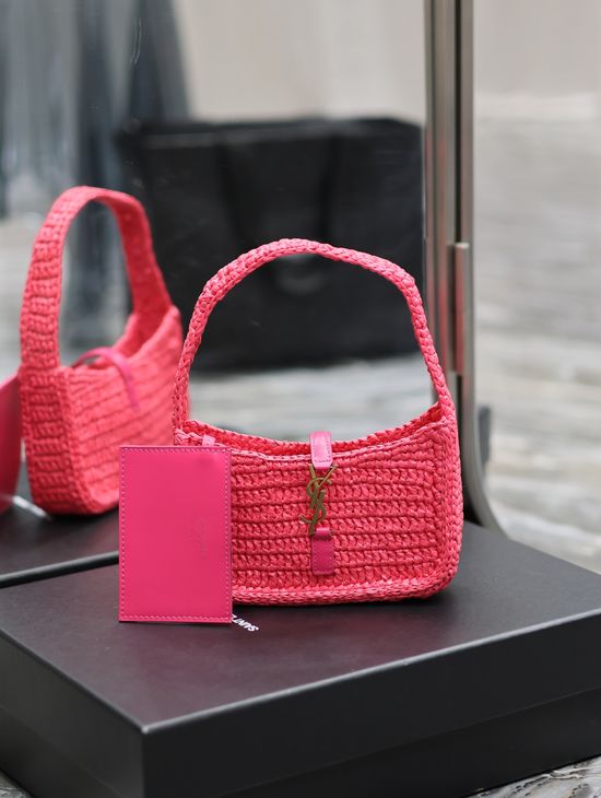 Yves Saint Laurent LE 5 A 7 Fuchsia Woven Shoulder Bag 710310