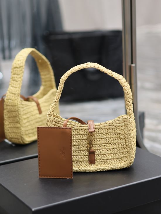 Yves Saint Laurent LE 5 A 7 Shoulder Bag Raffia Woven 710310