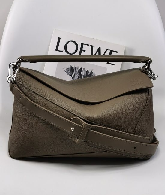 Loewe Puzzle Grained Calfskin Dark Brown Handbag 3002B
