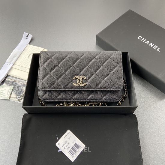 Chanel Wallet Grain Calfskin Diamond Light Gold Hardware AP3395