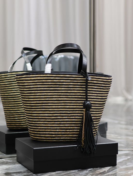 Yves Saint Laurent Raffia Weave Bucket Bag 600308