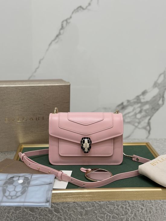 Bvlgari Serpenti Forever Peach Calfskin Crossbody Bag 289676