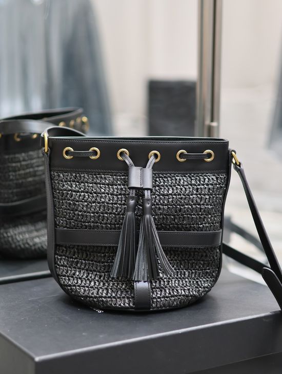 Yves Saint Laurent Raffia Weave Bucket Bag 688223