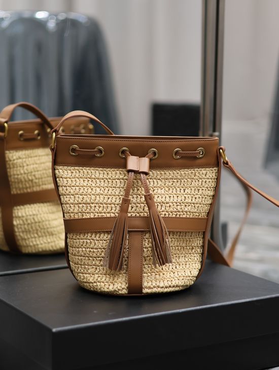 Yves Saint Laurent Raffia Weave Bucket Bag 688223