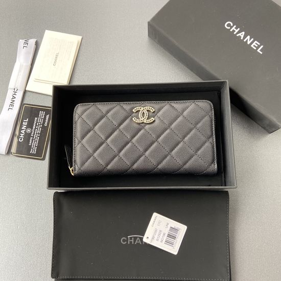 Chanel Wallet Grain Calfskin With Diamond Hardware A3397