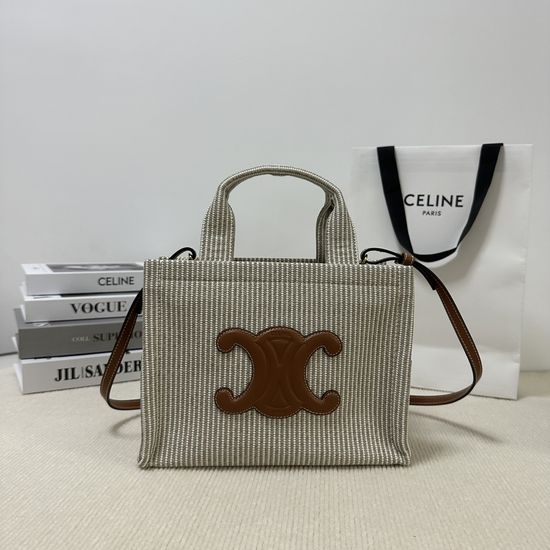 Celine Striped Linen Tote Bag 199162