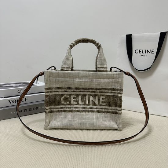 Celine Fabric Tote Bag 199162 Brown Beige