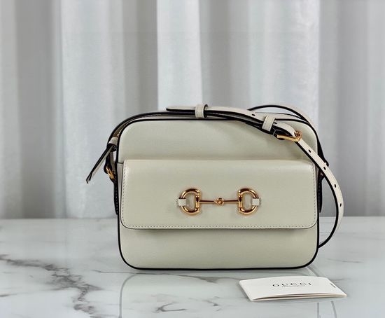 Gucci Horsebit 1955 White Leather Shoulder Bag 645454