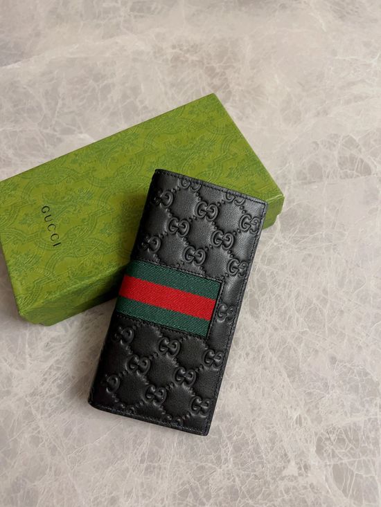 Gucci Embossed Leather Web Striped Wallet 408836