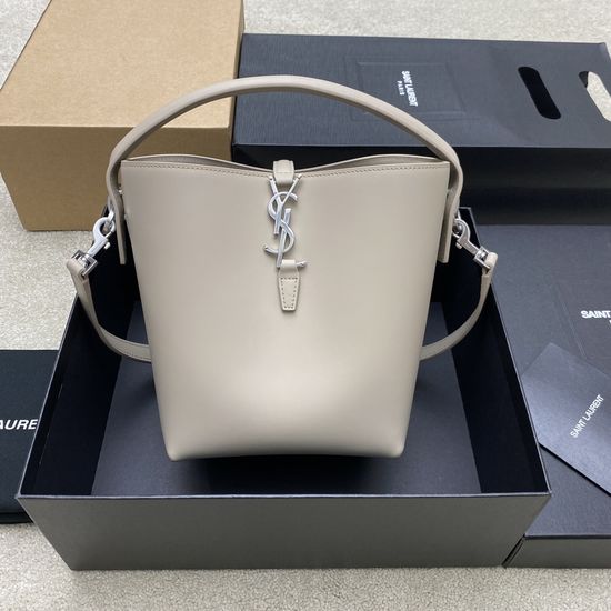 Yves Saint Laurent LE 5A7 Series Small Bucket Bag in Gray with Silver Hardware 749036