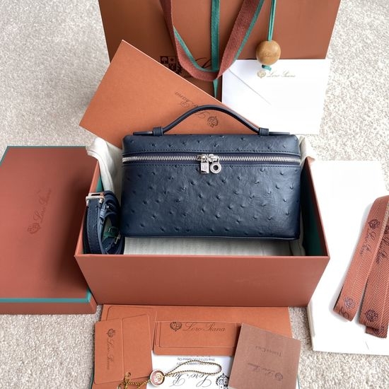 Loro Piana Extra Pocket Ostrich Pattern Bag FAN2035