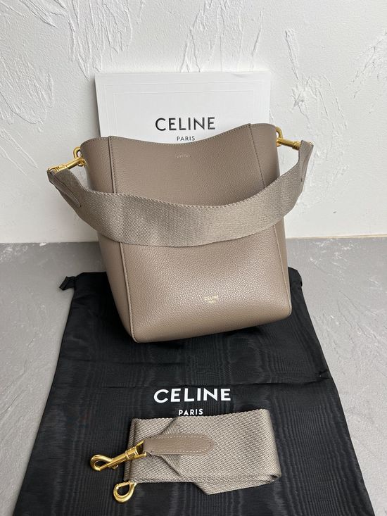 Celine Sangle Grained Leather Bucket Bag 189303