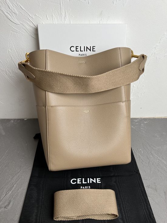 Celine Sangle Seau Litchi Leather Bucket Bag 168105