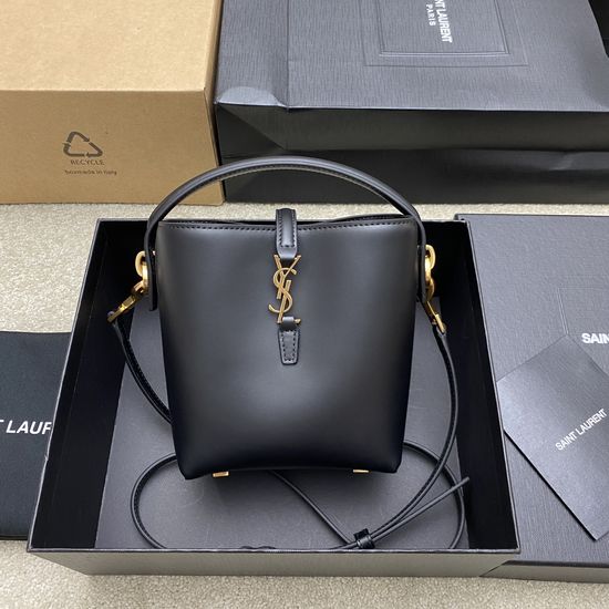 Yves Saint Laurent LE 37 Mini Glossy Leather Bucket Bag 14007