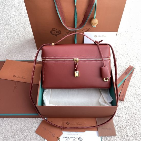 Loro Piana Extra Bag Brick Red Cowhide Handbag FAN3462