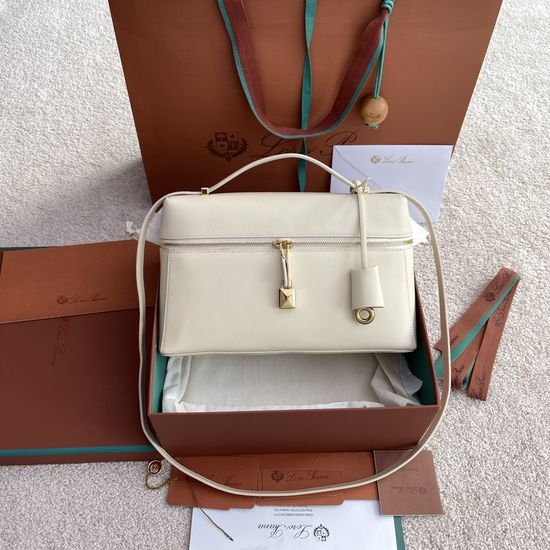 Loro Piana Extra Bag White Cowhide Handbag FAN3462