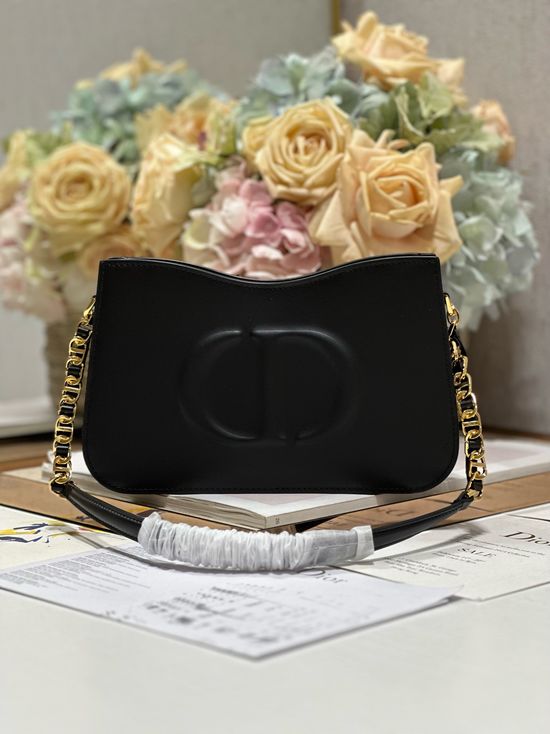 Christian Dior CD Signature Hobo Mini Chain Bag Black 8017