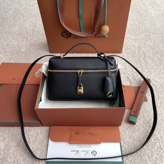 Loro Piana Extra Bag L19 Black Leather FAN4086