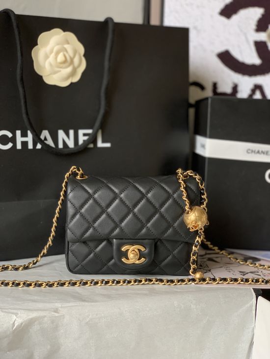 Chanel Classic Flap Gold Ball Adjustable Shoulder Bag AS1786