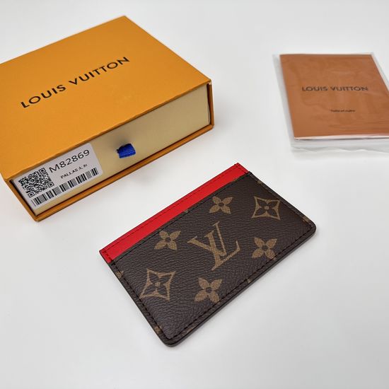 Louis Vuitton Monogram Macassar Red Card Holder M82869