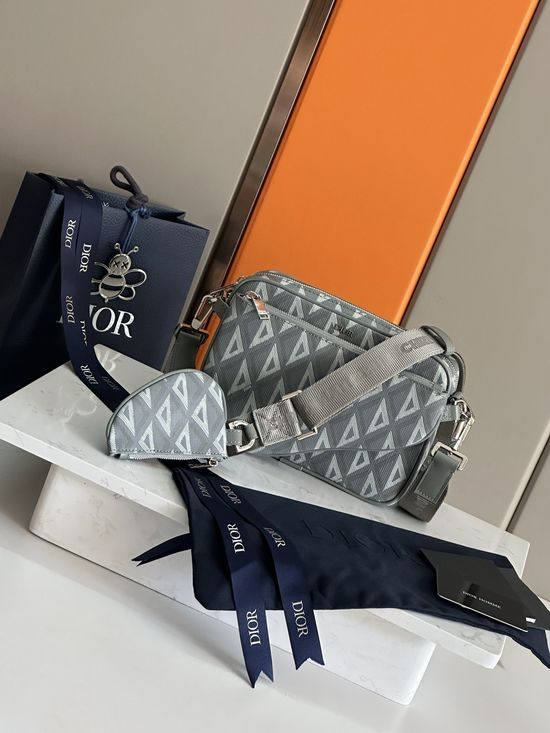 Christian Dior Saddle Trio Handbag Set CD Diamond Canvas 93376