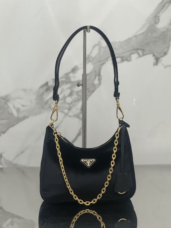 Prada Nylon Hobo Chain Shoulder Bag 1BC204