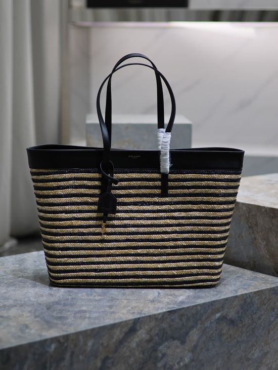 Yves Saint Laurent Tote Bag Raffia Woven Leather 394195