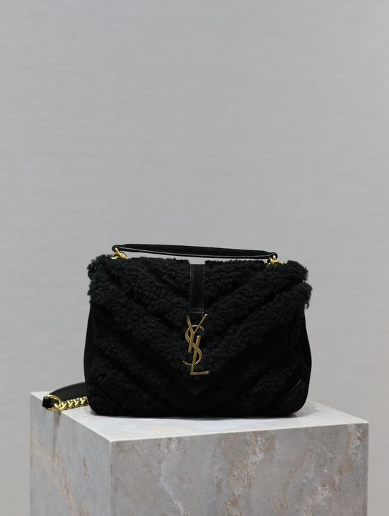 Yves Saint Laurent Monogram College Sheepskin Suede Messenger Bag 392737